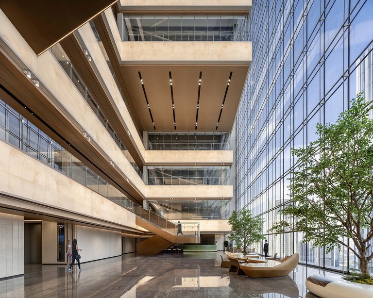 Goettsch Partners Completes Dual-Tower Headquarters Complex With Transparent "Sky Village" at the Top image 7